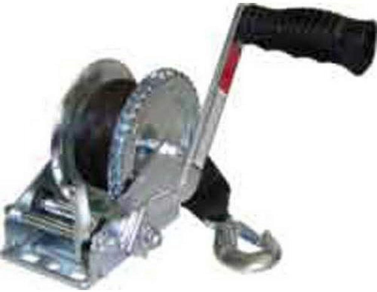 Seasense Trailer Winch with 20 ft Strap and Hook, 1200 lb Capacity Zinc Plated, Two Way Ratchet