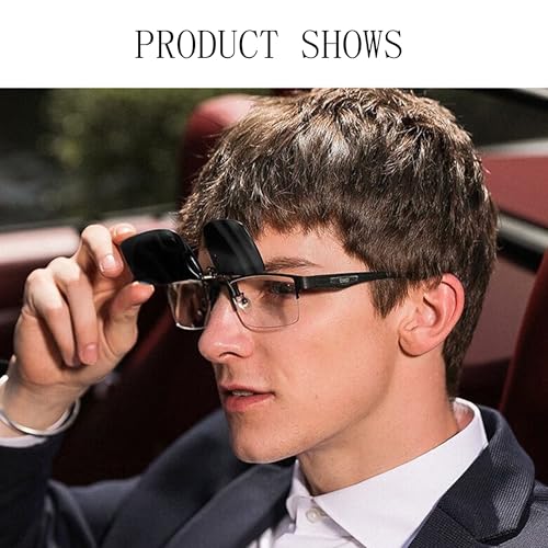 Onrtry Polarized Clip-On Flip Up Sunglasses Over Prescription Glasses for Women Men Metal Clip Rimless Sun Glasses2
