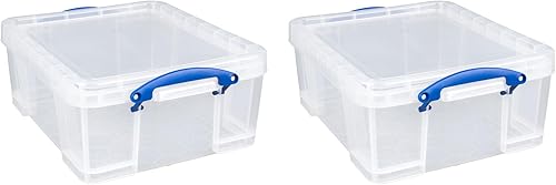 Miniatura 12 de Really Useful Box - Contenedores de plástico para almacenamiento de 17 litros con tapas de cierre y clip, transparentes