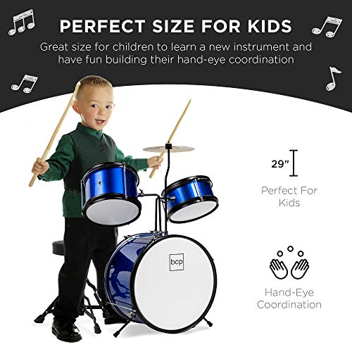 Best Choice Products SKY1255 Kids Drum Set 3-Piece Beginner Drum Set Junior Drum Set thumb #1