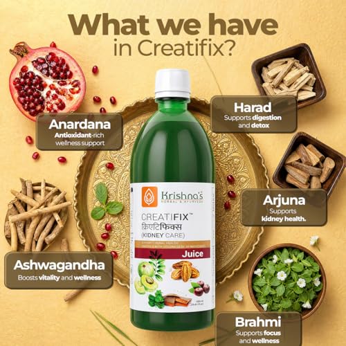 Image of Krishna's Creatifix Juice - 1000 ml | For Healthy Kidneys & Renal Support | Enriched with 30 Ayurvedic Herbs | Supports Kidney Care & Detox | Herbal & Ayurveda Formula