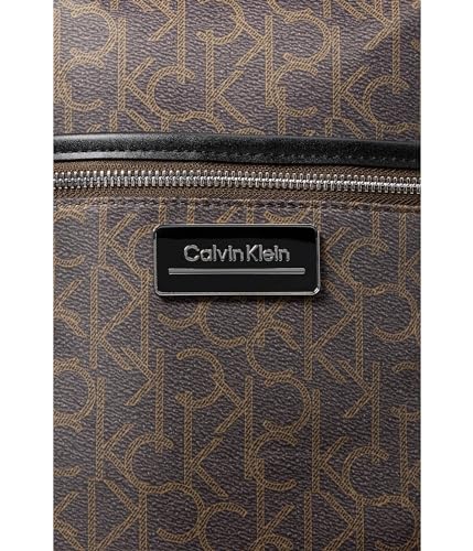 Calvin Klein Women's Sikka Signature Backpack, Brown/Khaki/Black, Large4
