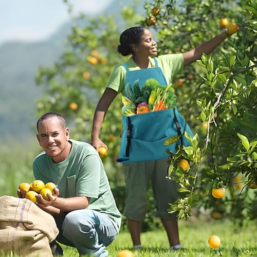 Gartenschürze, Gärtnerschürze mit Schnellverschlusstasche, Schürze Wasserdicht, Garten Zubehör zum Pflücken von Obst, Gemüse und Blumen, Verstellbare Kreuzgurte, Gärtner Geschenke für Damen und Herren