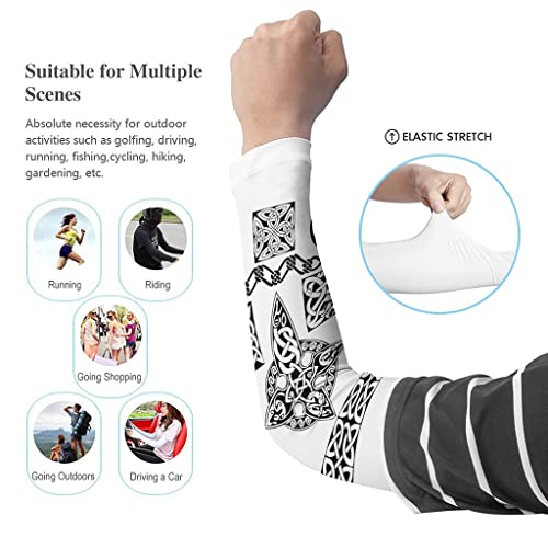 Manches de bras de compression motif runes vikings avec protection UV été - 2