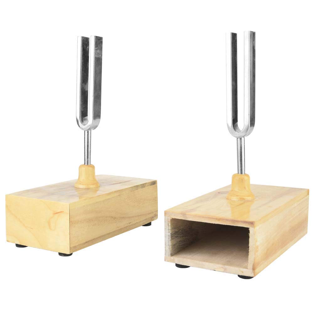 2 Stück Stimmgabel 440 Hz Virbrationsvibration mit Holzresonatorbox, Schallenergie Wissenschaft Bildung Wissenschaftliche Geschenke mit Holzresonatorbox Experimentelles
