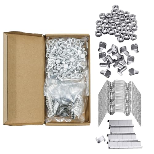 Baogaier Greenhouse Clips Clamps Kit 200PCS Green House Repair Accessories Stainless Steel 50 W Wire Glazing Clips, 50 Z Overlap Clips, 50 Sets Aluminium Nuts Bolts for Fixing Glass Replacement Panel