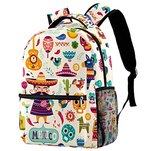Sac à dos voyage haute capacité femme et grand sac décontracté aux motifs de culture mexicaine