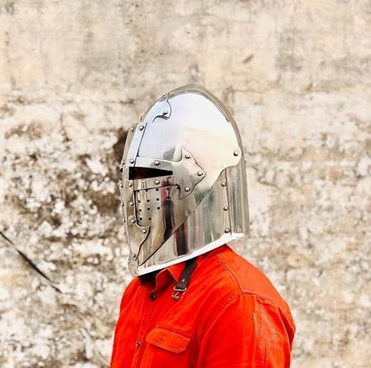 Medieval Templar Crusader Knight Helmet, LARP Costume Armor, Halloween Cosplay Accessory