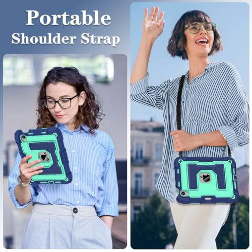 Protection iPad mini 7 2024 antichoc avec béquille intégrée et support stylet bleu - 7