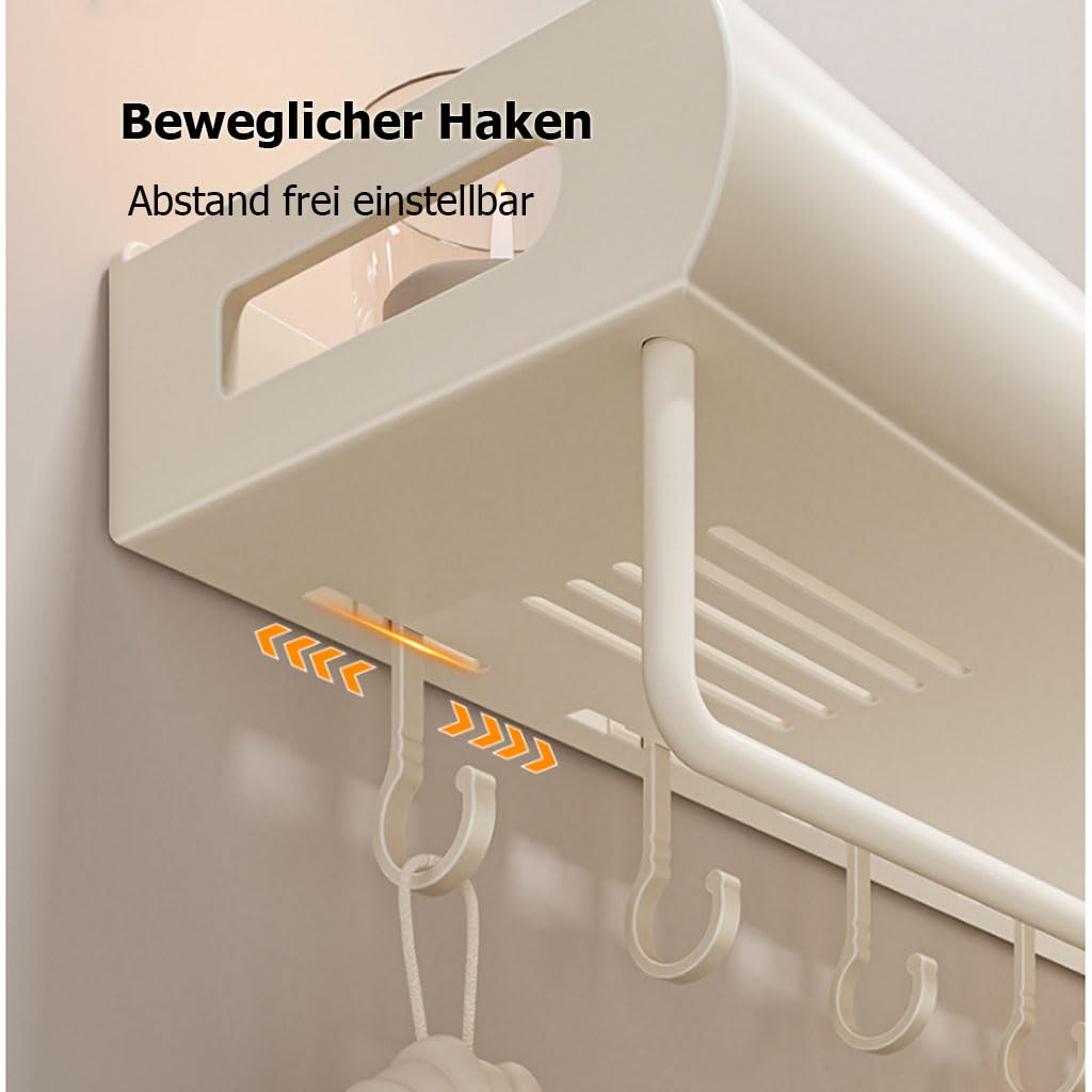 Estante de Ducha sin Taladro, Estante de Pared Plano, Organizador de baño con Cesta de Pared para cosméticos, Organizador de baño con toallero para artículos de higiene,B,60cm