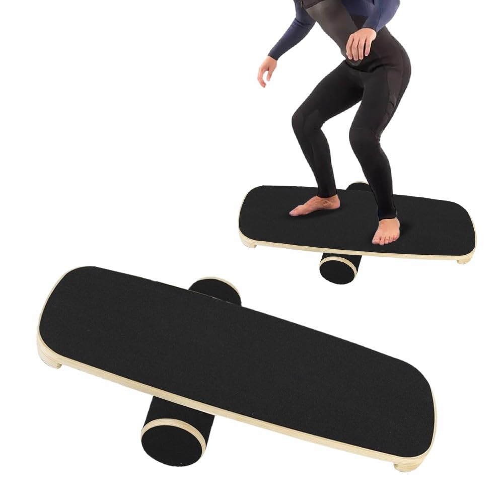 Deska do balansowania, deska do balansowania, drewniana deska do balansowania, do surfowania w pomieszczeniach, do treningu surfingu, fitnessu, rehabilitacji i koordynacji, z regulowanymi stoperami i