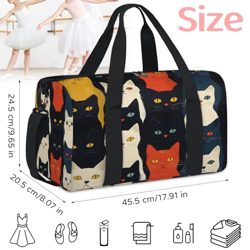 Cat Travel Duffle Bag Sports Yoga Weekender Overnight Workout Bags Cat Printed Lightweight Waterproof Gym Tote Bag for Women2