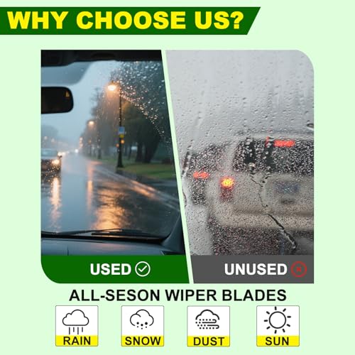 Image of QUALITY 26in + 20in Premium All-Season Windshield Wiper Blades for Original Equipment Replacement(Set of 2) | Replacement Original Equipment,Quiet Rubber, All-Weather Streak & Chatter-Free(Set of 2)