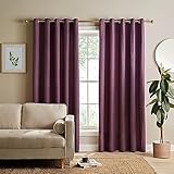 Catherine Lansfield Textured Thermal Insulating 66x72 Inch Eyelet Curtains Two Panels Plum