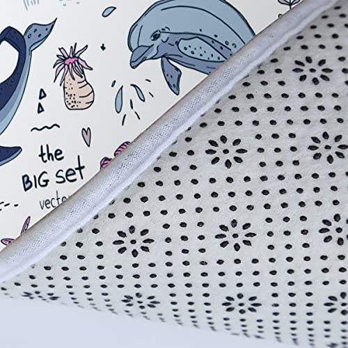 Badezimmer Badematte 3 Teilig Set Meereslebewesen rutschfest Badteppiche Saugfähig Memory Foam Badezimmermatte Weich WC… – Bild 6