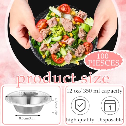Image of Lallisa 100 Pcs 12oz Clear Disposable Plastic Bowls Party