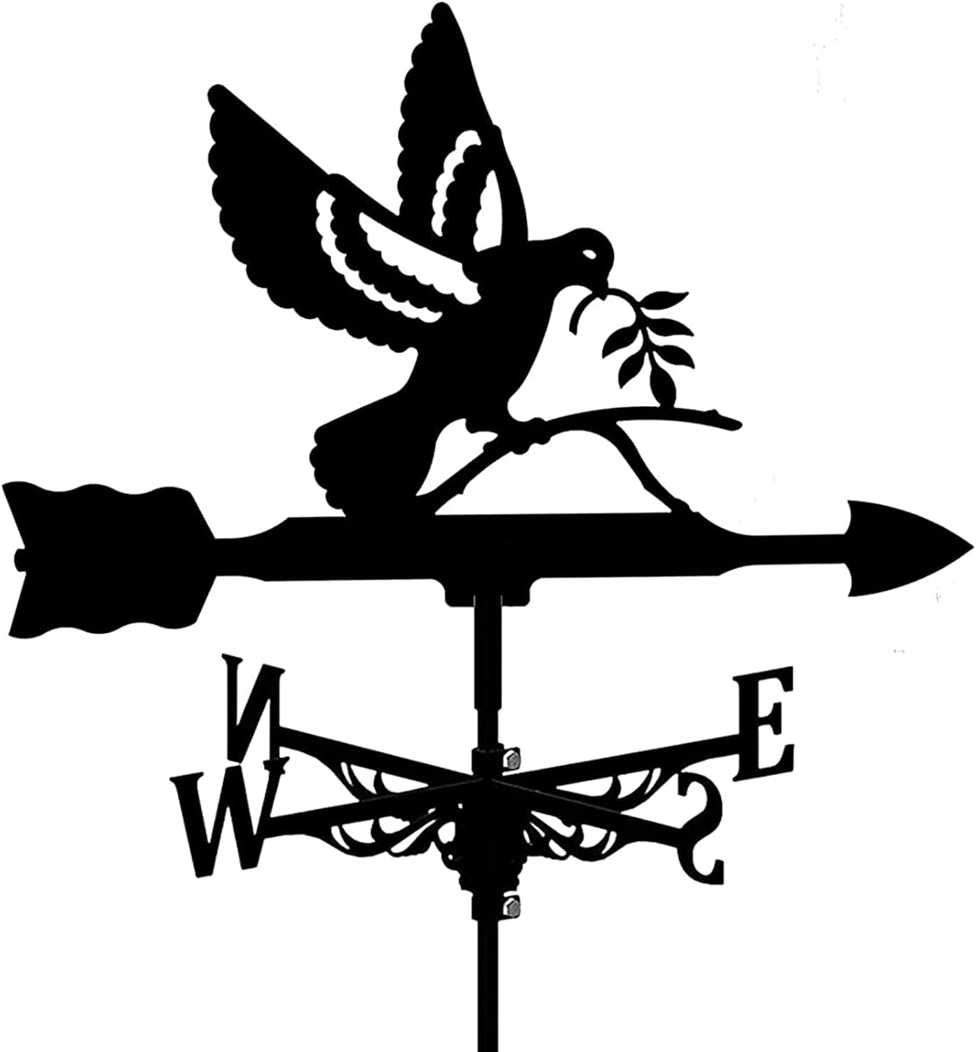 Weathervane,Animal Metal Weather Vane, Dove of Peace Weathervanes, Courtyard Decor Cast Iron Farm Wind Vane, Outdoor Wind Direction Indicators (Color : Style 1)