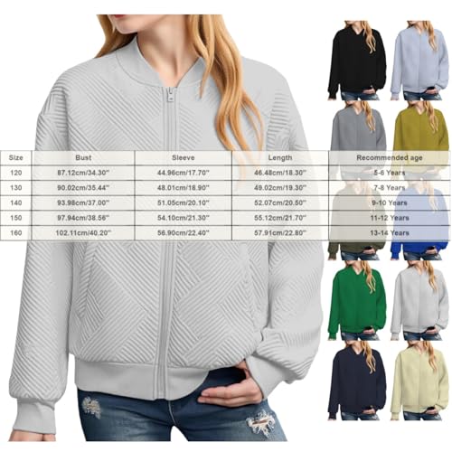 Girls Zip Up Hoodie Casual Hoodless Sweatshirt Lightweight Bomber Jacket Long Sleeve Youth Hoodies Fall Jackets Coat3