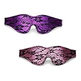 KUAIQI BDSM Kopfmaske Fetisch Gesichtsmaske，2 Stück Sexy Lace Augenmaske，Schlafmaske aus Satin，Sex Augenklappe,SM Elastikmasken,Augenbinde Fetisch Bondage Sex Spielzeug für Paare（Rosa + Violett）