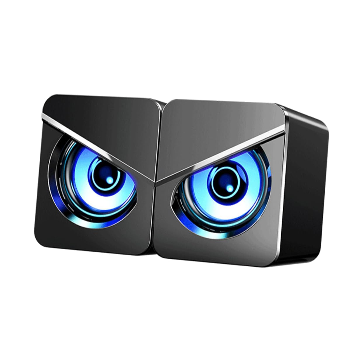 Angoily 1Pair USB Wired Loudspeaker Box for Desktop Creative External Speaker with Dual Stereo Sound Powerful Bass Compact Design Compatible with Home and Office Use
