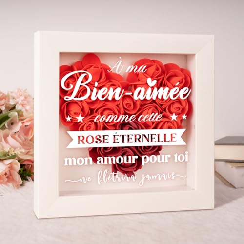 Apjielop Cadeau pour Femme Homme Rose Eternelle Décoration Cadre, Cadeau Saint Valentin pour Lui et Elle Anniversaire Mariage Anniversaire de Mariage Homme...