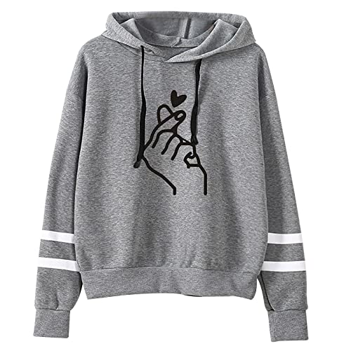 SERAPHY KPOP - Sudaderas con capucha para mujer, niñas y niños KPOP de manga larga, con capucha, holgadas y casuales, gris, XXX-Large Cover