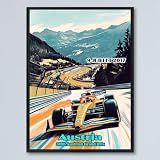 Vintage Style Grand Prix Auto Racing Poster - Austria-JUILLET 2017-30th Austrian Grand Prix- Race Unframed Wall Art Print Poster For Gifts and Wall Art Decor for Living Room, Office PM0luo
