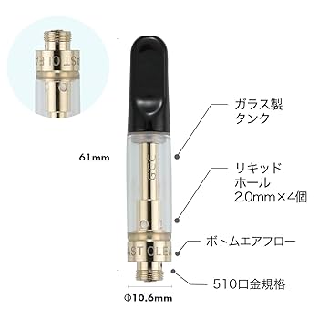 Amazon | CBDfreaK© アトマイザー GCC ゴールド 0.8ML 510互換