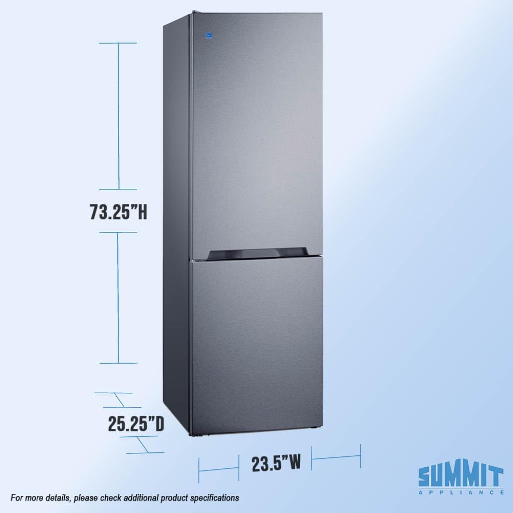 Summit 24" Bottom Freezer Refrigerator, Counter Depth Refrigerator- Freezer, Energy Star, Stainless Steel - FFBF124SSLHD (Left Hand Door)