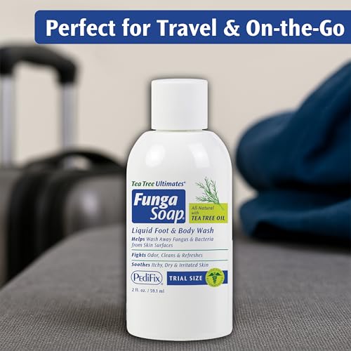 Image of Pedifix FungaSoap Tea Tree Oil Foot & Body Wash, Travel Size, 2 oz | Tea tree oil wash removes sweat, dirt and odor from feet and body while soothing itchy, irritated skin. Use daily.