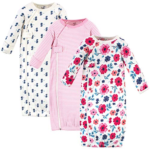 Touched by Nature Baby Organic Cotton Zipper Gowns, Garden Floral, 0-6 Months