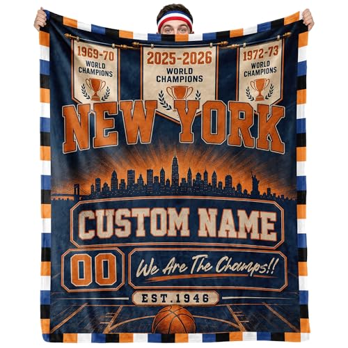 HTAPCHLY (Shipped from NY) Custom New York Basketball Blanket 2026 Finals Championship Personalized Name Number Gift Throw