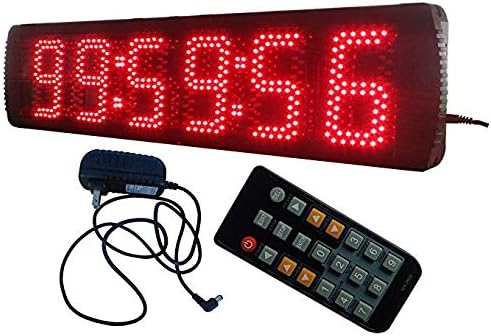 CGOLDENWALL 5" LED Race Timing Clock Timer 6 Digit Red Semi-Outdoor Clock Countdown/up Clock Without Tripod for Sports Event