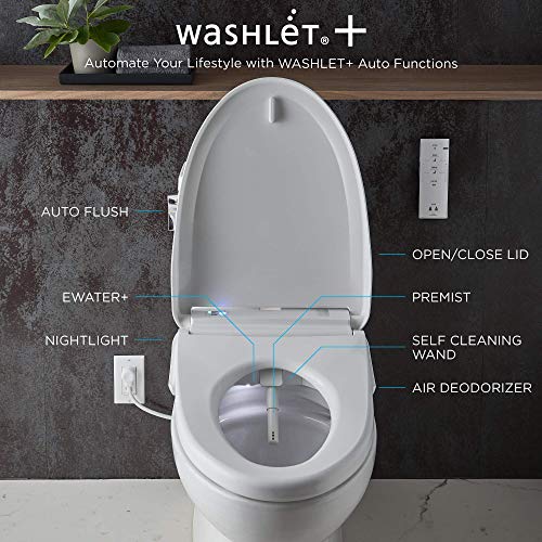 Toto Mw7463056Csmfga#01 Drake Washlet+ Two-Piece Elongated Dual Flush 1.6 And 0.8 Gpf Universal Height Dynamax Tornado Flush Toilet With Auto Flush S550E Bidet Seat, Cotton White #TOP6