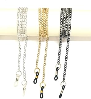 Heddz Gold, Silver & Black Lightweight Small Link Spectacle Chain | For Unisex Chain Lanyard String | Easily Worn Around Y... Price In India