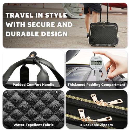 Image of Arcoyard Rolling Laptop Bag, Rolling Briefcase for Women with Waterproof Pocket, 16 Inch Computer Bag, Underseat Carry On Luggage with Wheels for Work Travel Business, Lightweight Black