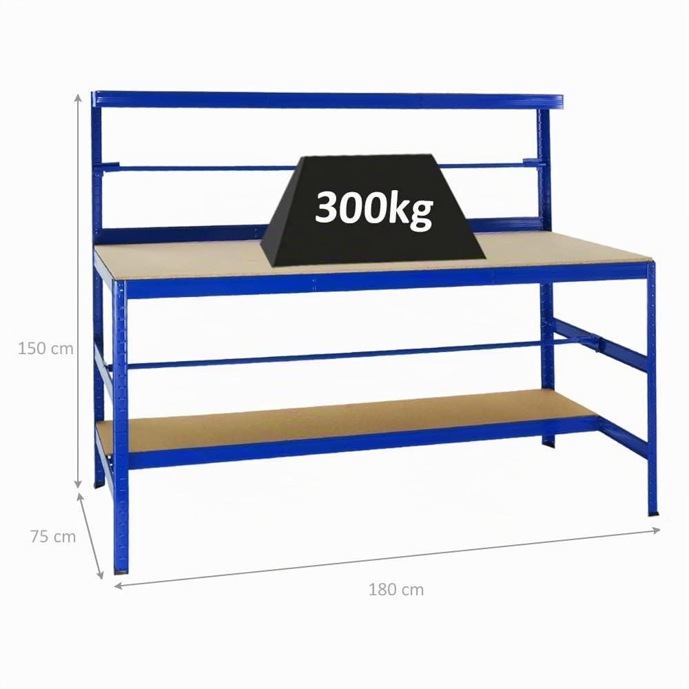 PROREGAL Banc d'emballage Tiger | 150 x 180 x 75 cm | Capacité de Charge 300 kg | Bleu