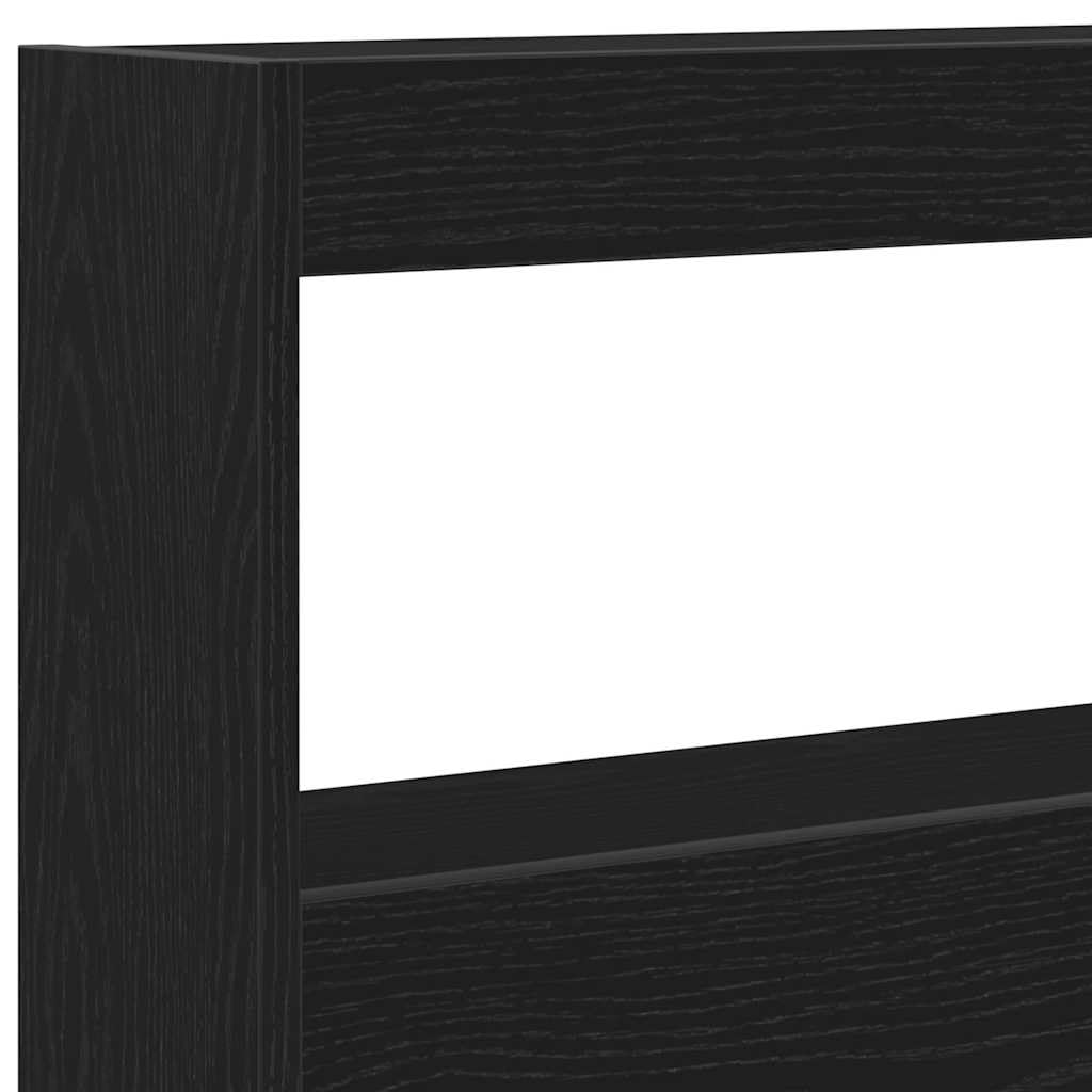 vidaXL LED-Kopfteil mit Ablagen Schwarz Eichen-Optik 160x17x102 cm, Kopfteil-Regal, Bettkopfteil mit Ablagen, Bett-Rückwand, Bettkopfteil