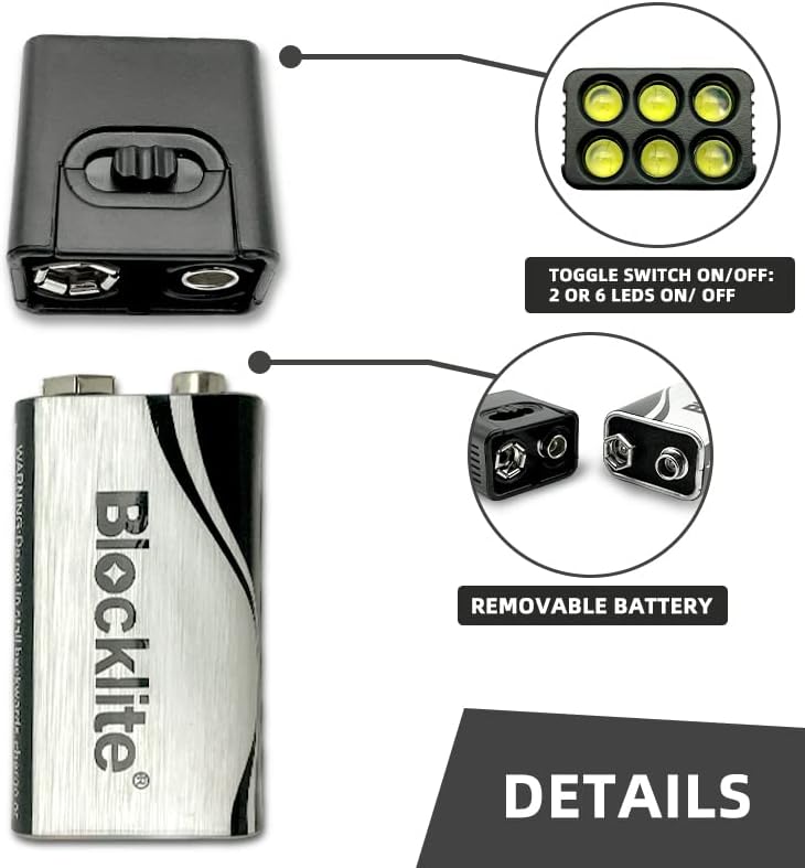 BLOCKLITE LED Flashlight 2 Pack, Compact for Easy Storage, Multi Purpose, 60+ Hour Run Time, 60 Lumens, Two 9V Batteries Included, for Indoor and Outdoor Use