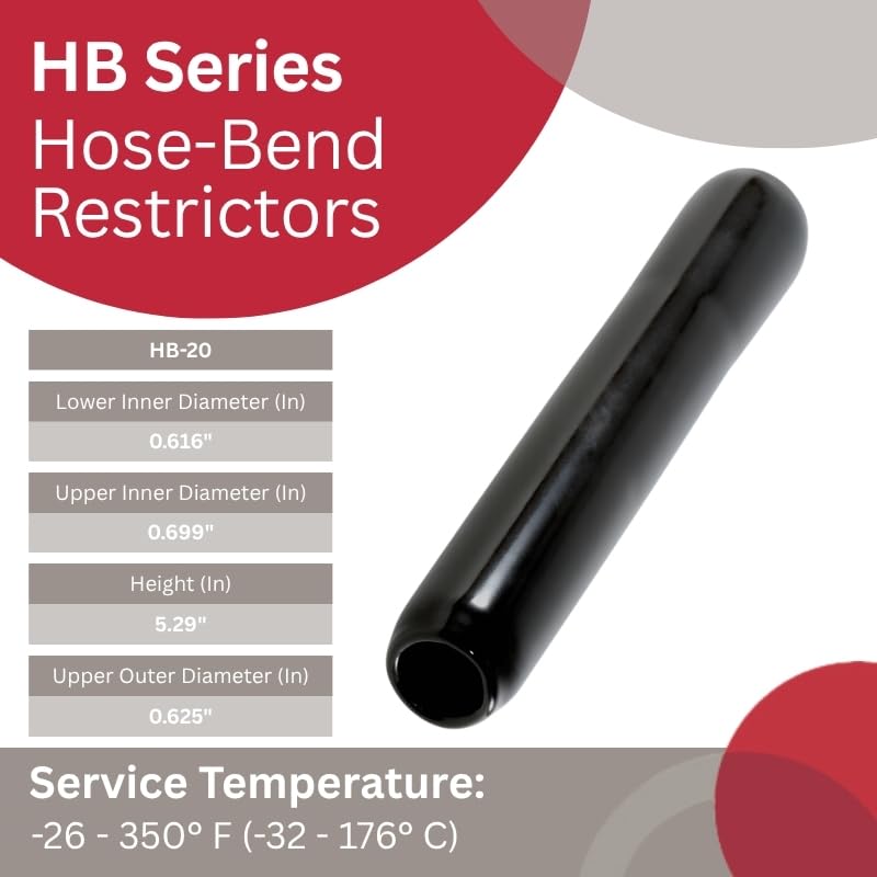 Image of Caplugs HB-20 HB Series - Vinyl Hose-Bend Restrictor, 12 Pack, Black Plastic, 0.616 inch W x 5.29 inch L Fluid Flow Maintenance, Hydraulic and Pressure Wash Hoses, Manufacturing, Construction (ZHB20Q1)
