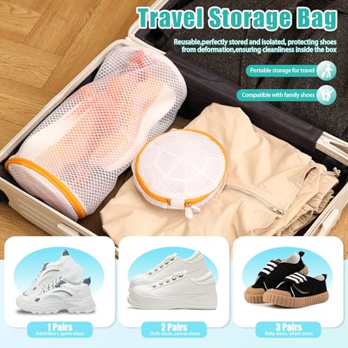 Image of Kimmama Shoe Washing Machine Bag, Shoe Cleaning Bag, Orange Zipper, 7x15 inch, 2Pack
