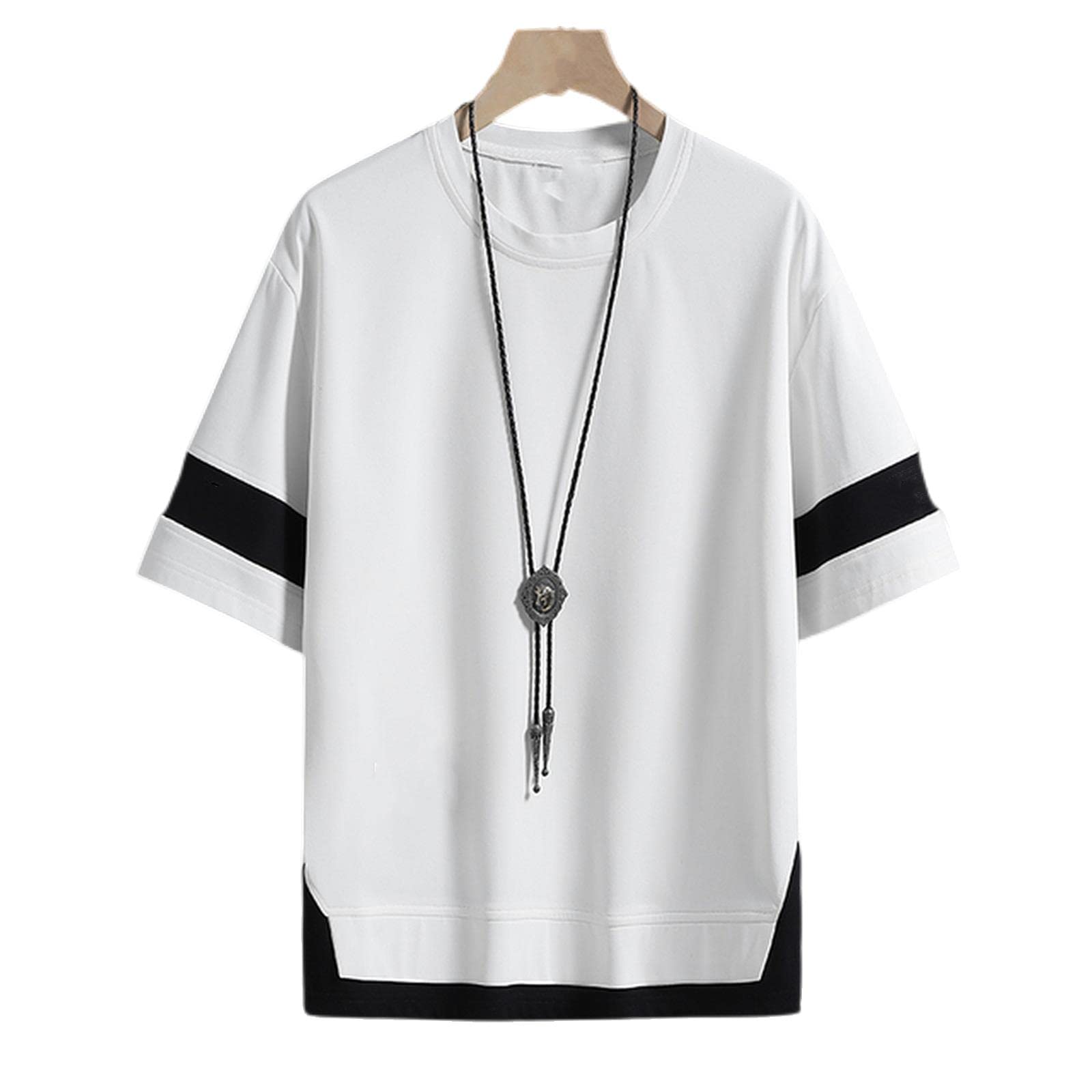 MOGSA T-shirt Uomo Streetwear T-shirt Casual Estate Maniche Corte Nero Bianco Tshirt Tees Plus Oversize