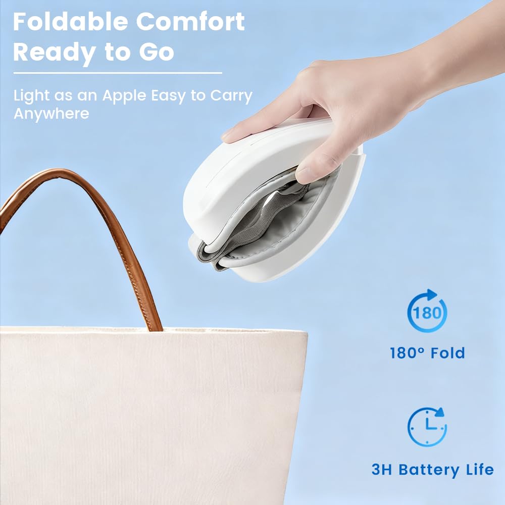 Masajeador de ojos con calor, máscara de masaje plegable con cinco modos de masaje, máscara de dormir recargable con música Bluetooth para ojos secos, relajarse, reducir la tensión, color