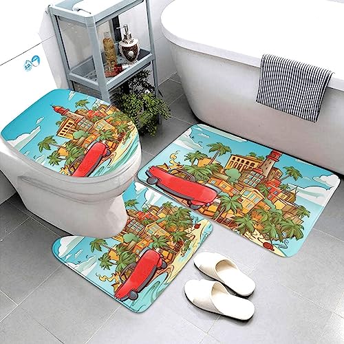 Tapis de bain microfibre absorbant VACSAX Cuba set de 3 pièces - 4