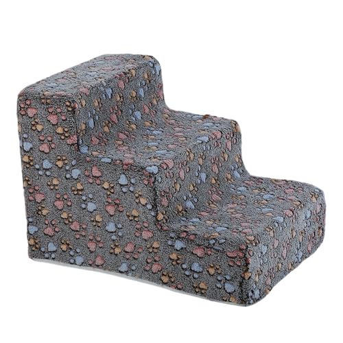 Fenteer 犬用階段 犬用ステップ 快適 滑り止め 取り外し可能なカバー ペットはしご ペットクライミングステップ ベッド ソファ 小型 猫, 大きな3段