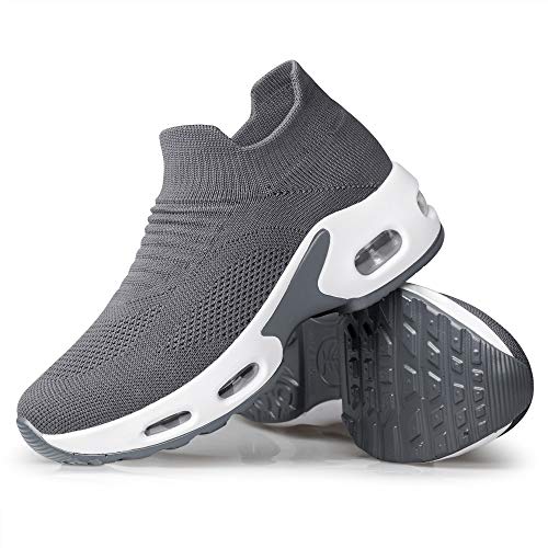 Image of YHOON Women's Walking Shoes - Sock Sneakers Slip on Mesh Platform Air Cushion Athletic Shoes Work Nurse Comfortable