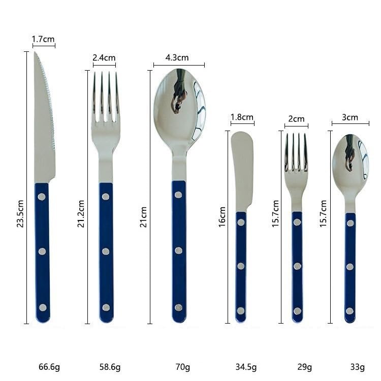 Ménagère couteaux fourchettes cuillères avec manche acrylique bleu pour restaurant - 2