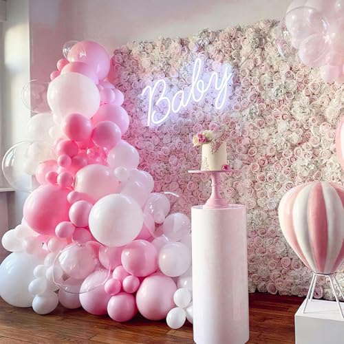 Image of PartyWoo Baby Pink Balloons 100pcs 10 Inch Pastel Light Pale Pink Balloons for Girl Baby Shower Gender Reveal Engagement Wedding Anniversary Graduation Princess Birthday Party Decorations Pink-Q09
