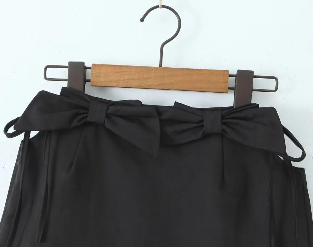 SWEPER Jupe Courte Femme - Mini Jupe D'Été Élégante pour Femmes, À Lacets, Paquet Latéral, Hanche, Double Nœuds, Ajouré, Bas Décontractés