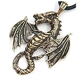 keltischer drache anhänger Bronze Drachenanhänger mit einer Länge inkl Öse von 5,5 cm; Ein hochwertiger Bronzeschmuck mit Halskette - ideal für Biker oder Männer, Jungen und Frauen